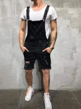 Vista 6 de Nituyy - Mono de mezclilla para hombre diseño de pantalones vaqueros cortos