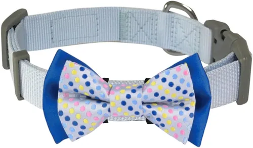 Vista 2 de Collar de perro acolchado Blueberry Pet 7 con patrones suaves y cómodo estampado de flores de Paisley, 4 patrones. Collar de corbata desmontable