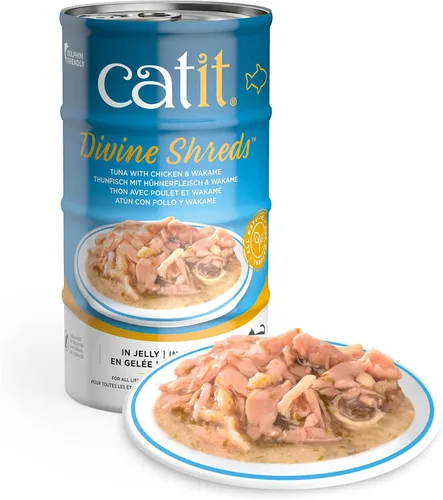 Vista 13 de Catit Divine Shreds in Jelly, adorno prémium para comida para gatos, paquete múltiple de pollo