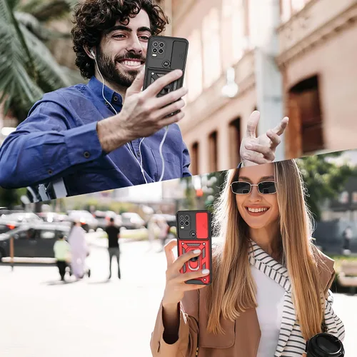 Vista 8 de Gritup Funda para Moto G Stylus 5G-2021 con cubierta deslizante para cámara 1 paquete de protectores de pantalla HD Soporte de metal giratorio