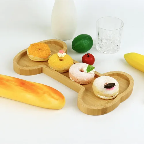 Vista 3 de Bandeja de servir para perros, suministros para fiesta de cumpleaños, bandeja para servir huesos, tabla de cortar de madera, plato de dulces