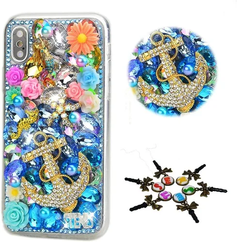 Vista 35 de Sparkle Case compatible con Samsung Galaxy Z Flip 2 5G - Elegante - Funda 3D hecha a mano con corona de flores y luna con diamantes de imitación