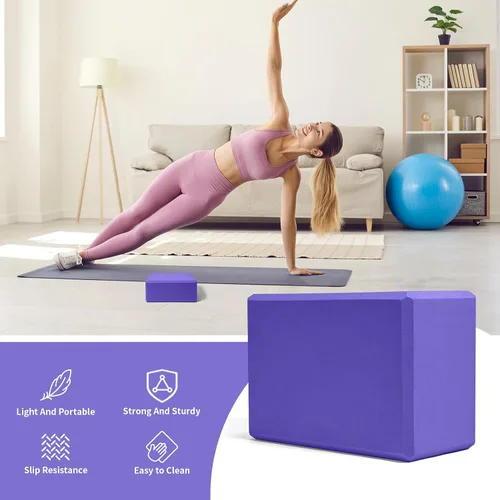 Vista 5 de EVA Foam Blocks for Pilates Workout, Stretching, Meditation - Yoga Block for Flexibility, Balance, Spine Strength, Non-slip and Lightweight Exercise