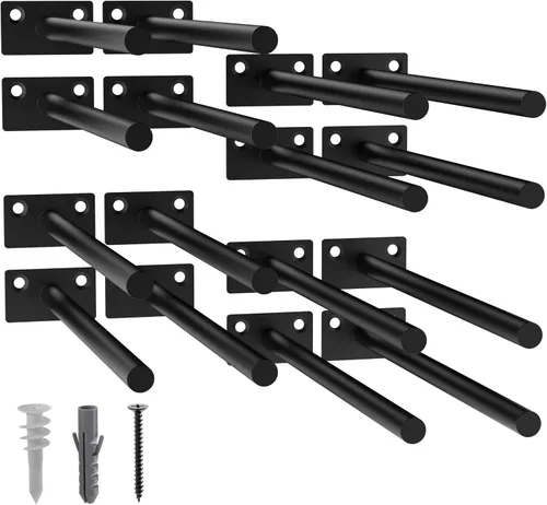 Vista 16 de 12-Pack 10 inch Floating Shelf Brackets, Hidden Shelf Bracket for Wood Negro-paquete de 12
