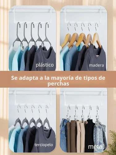 Vista 5 de HOUSE DAY Perchas mágicas blancas que ahorran espacio, ganchos de percha inteligentes premium, perchas en cascada resistentes con 5 agujeros