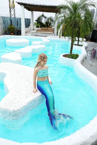 Vista 3 de DNFUN Girls Mermaid Suit with Monofin