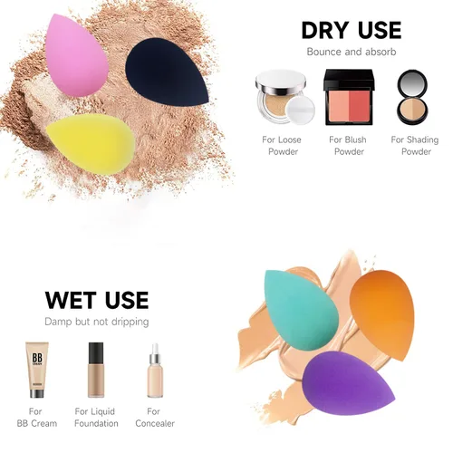 Vista 6 de Pequeña esponja de maquillaje a granel: 30 esponjas de maquillaje de base de varios colores para base, esponjas de maquillaje para cara (30 piezas)