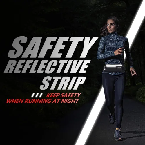 Vista 4 de Riñonera delgada para correr para mujeres y hombres, cintura reflectante para caminar, fitness, entrenamiento, ejercicio, resistente al agua
