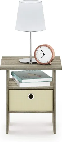 Vista 38 de Furinno Dario - Mesa auxiliar / estante de almacenamiento de noche con cajón de contenedor, pino ámbar/negro, 1 paquete, contenedor superior