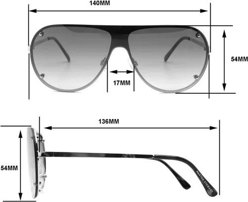 Vista 5 de MARTHA STEWART Women's Ms106 Modern Uv400 Protective Shield Aviator Pilot Sunglasses. Timeless Gifts for Her, 140 Mm