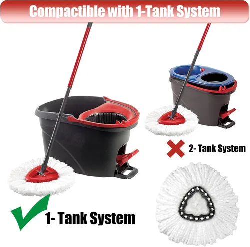 Vista 2 de Paquete de 3 cabezales de repuesto para trapeador, compatible con sistema EasyWring de 1 tanque Microfiber, Highly Absorbent, Machine Washable