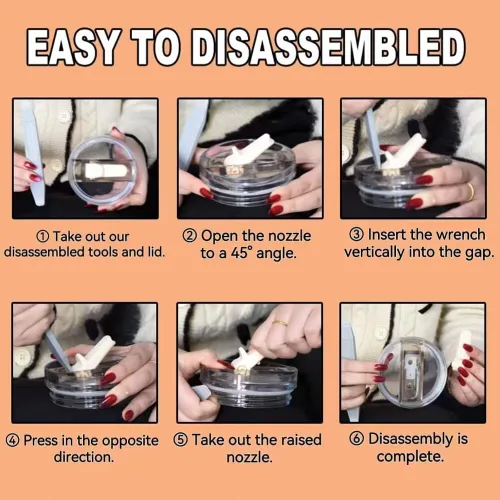 Vista 6 de Paquete de 2 tapas de repuesto con popote abatible desmontable para vaso térmico de 30 oz, compatible con Stanley Quencher ProTour, tapa a prueba