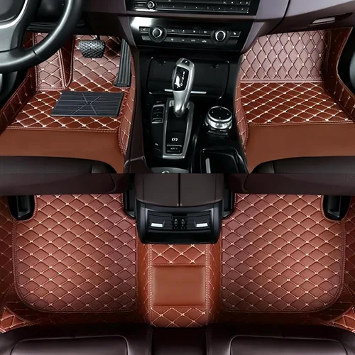 Vista 25 de Tapetes de cuero personalizados impermeables para automóvil, sedán, SUV, automóvil deportivo, negro, beige, para hombre y mujer (todo beige, 3D)