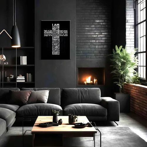 Vista 3 de Cuadro enmarcado de cruz de Jesús en lona para pared, arte impreso en blanco y negro, pintura cristiana, póster inspiradora, Jesús católico