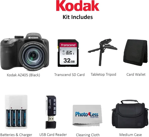 Vista 5 de Kodak PIXPRO AZ405 - Funda para cámara digital, color negro, para apuntar y disparar, tarjeta de memoria SD de 32 GB, baterías recargables