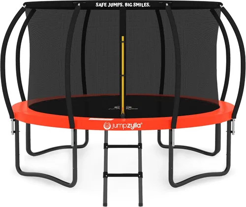 Vista 13 de Jumpzylla - Cama elástica recreativa para niños, con red de seguridad, escalera y revestimiento antioxidante, de 8, 10, 12, 14, 15 y 16 pies