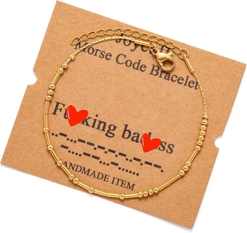 Vista 80 de JoycuFF Pulseras inspiradoras de código morse para mujeres, cuentas de plata, joyería con mantra de motivación, regalos para ella