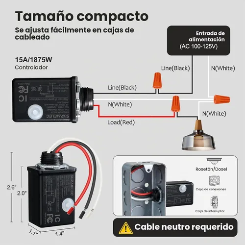Vista 5 de SURAIELEC Kit de interruptor de luz inalámbrico y receptor, negro, control