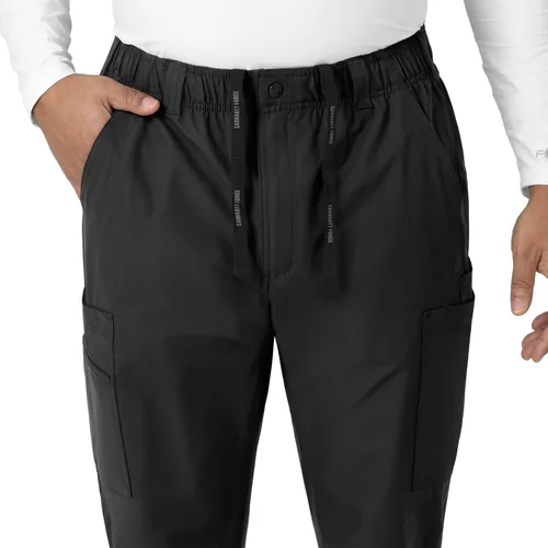 Vista 8 de Carhartt Ropa quirúrgica para hombre, Force Essentials, pantalones cargo de pierna recta, con 9 bolsillos Negro