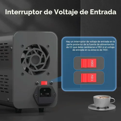 Vista 7 de Fuente de alimentación de CC variable, fuente de alimentación de banco de 30 V 10 A con codificador perilla de ajustes gruesos y finos, fuentes