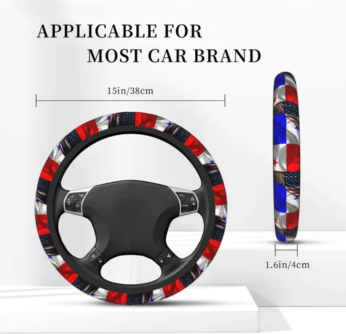 Vista 6 de Funda para volante con bandera de Panamá y bandera panameña para hombres y mujeres, antideslizante, elástica, gruesa, ajuste universal de 15 pulgadas