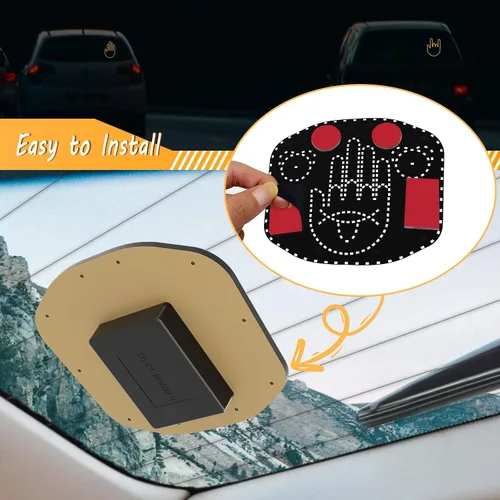 Vista 4 de Luz recargable para el dedo del automóvil, luz de gestos de dedo con patrones de expresión, batería integrada de 2000 mAh luces de gestos de mano