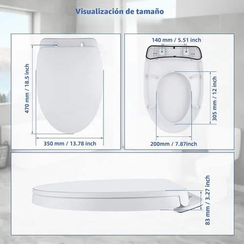 Vista 2 de SS124 - Reemplazo de asiento de inodoro compatible con TOTO, algodón blanco