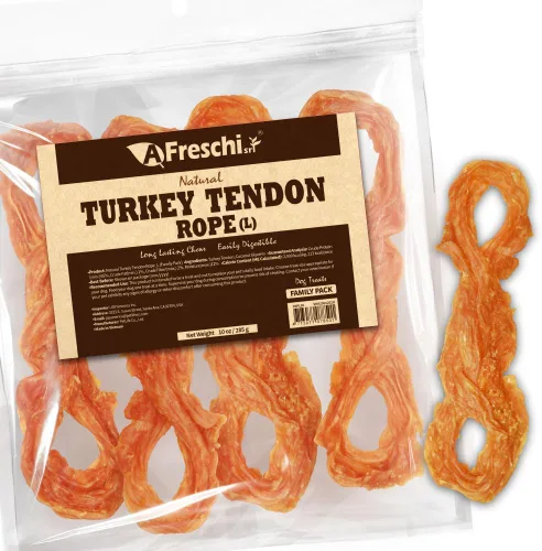 Vista 17 de A Freschi srl® Tendón de pavo totalmente natural para perros, hueso