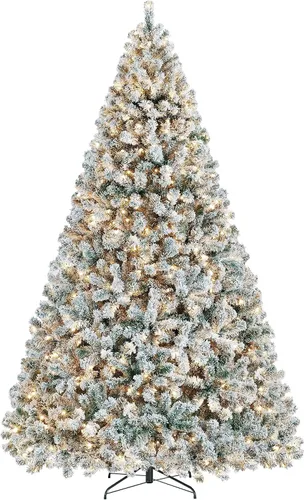 Vista 10 de Yaheetech Árbol de Navidad preiluminado de 4.5 pies, árbol de Navidad