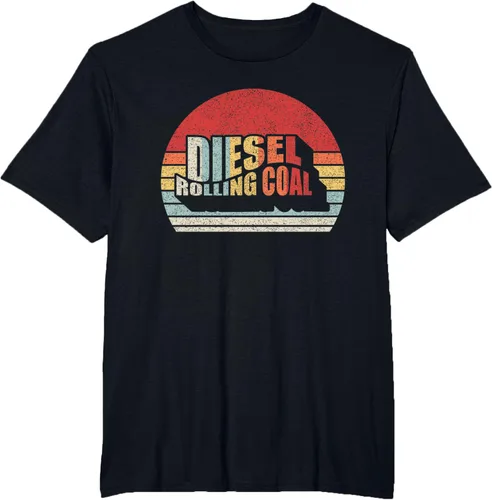 Vista 29 de Camiseta de camión diésel con motor diésel retro y divertido de carbón, Negro