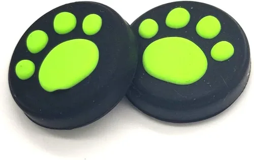 Vista 2 de 2 x Mancuernas de silicona para control analógico de pulgar para Nintendo Switch NSSwitch Lite Controlador Joy-Con con Gato de Paw Claw (verde)