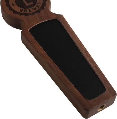 Vista 2 de Mango de grifo de cerveza personalizado grabado, mango de madera Kegerator, madera de nogal, 8.3 pulgadas de largo, regalos de cerveza