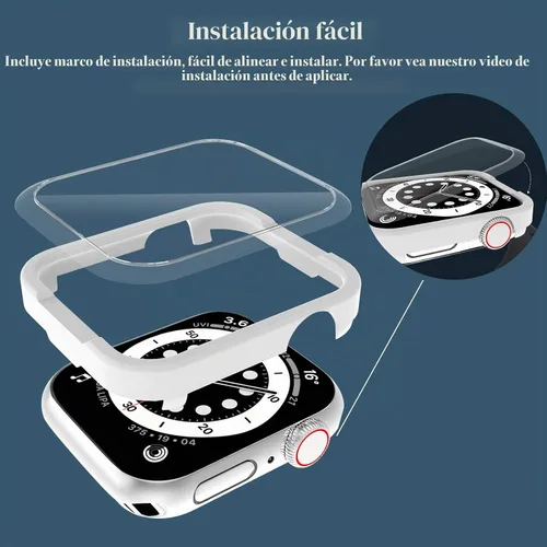 Vista 5 de Protector de pantalla de vidrio templado de 1.575 pulgadas (1.575 in), compatible con Apple Watch Series 6/5/4/SE 3, EWUONU cobertura completa