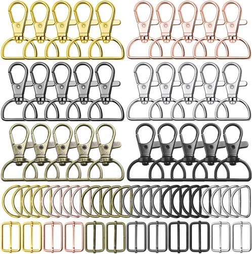 Vista 8 de Paxcoo Llavero a granel con llavero giratorio con gancho en D y hebillas deslizantes para bolso de mano, bolso, hardware y manualidades (1 pulgada)