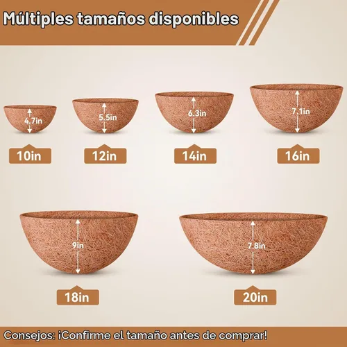 Vista 3 de Halatool Paquete de 3 forros de coco de 12 pulgadas de repuesto para cestas