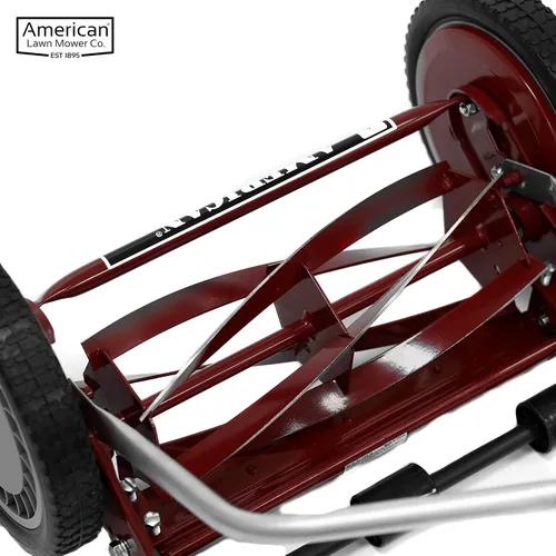 Vista 48 de American Lawn Mower Company 1204-14 Cortacésped de carrete de empuje de 4 hojas de 14 pulgadas, color rojo