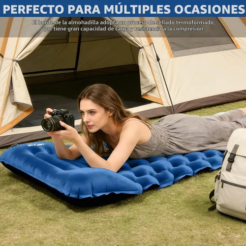 Vista 8 de HiiPeak Almohadilla de dormir para camping, alfombrilla de camping superior de gamuza con almohada, bomba de pie incorporada, almohadillas inflables
