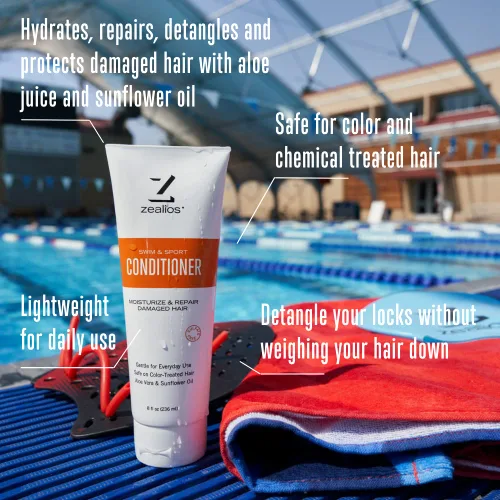 Vista 6 de Zealios Champú de natación y deporte, acondicionador y gel de baño hidratante para aliviar los productos químicos de la piscina