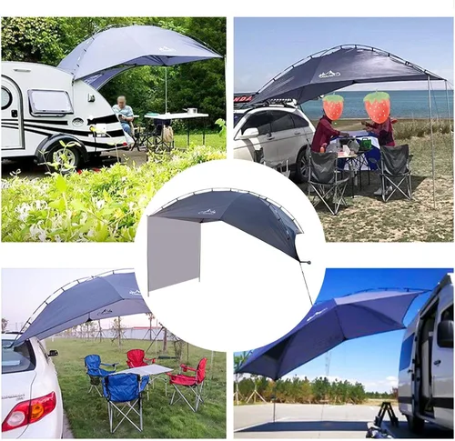 Vista 4 de Manufa Toldo de refugio portátil, para portón trasero, toldo trasero para coche, impermeable, toldo portátil, caravana, caravana, remolque, MPV