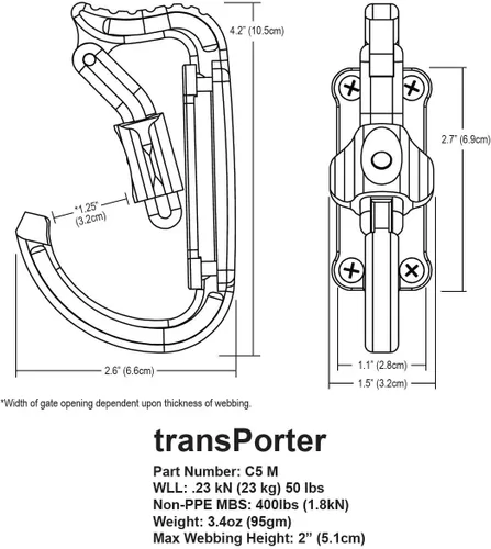 Vista 2 de Rock Exotica Transporter Gear & Accessory Carabiner - Soporte de herramientas resistente con doble botón de bloqueo para arneses de escalada