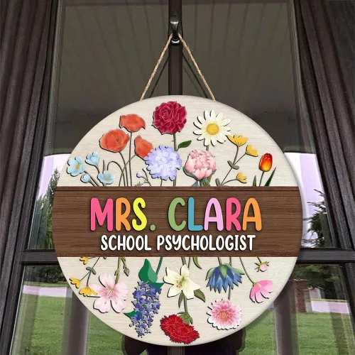 Vista 17 de Personalice la señal para la puerta de la oficina del consejero escolar, señal de puerta de arcoíris para maestros, decoraciones de puerta para A01