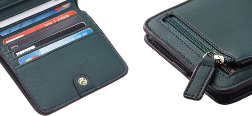 Vista 9 de Toughergun Billetera plegable de cuero genuino para mujer, pequeña y compacta, con bloqueo RFID y ventana de identificación