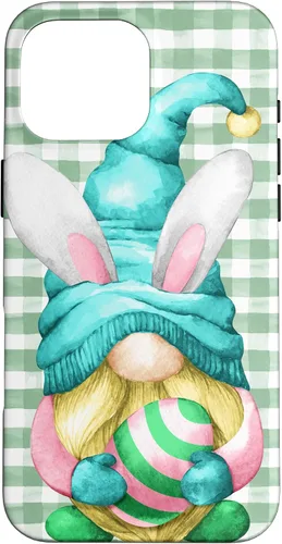 Vista 19 de iPhone 15 Pro Max Lindo gnomo de Pascua para caza de huevos en primavera Buffalo Plaid Case