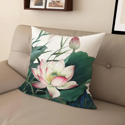 Vista 8 de Funda de almohada con estampado digital de loto zen chino, diseño de doble cara para sofá, sala de estar, decoración de dormitorio