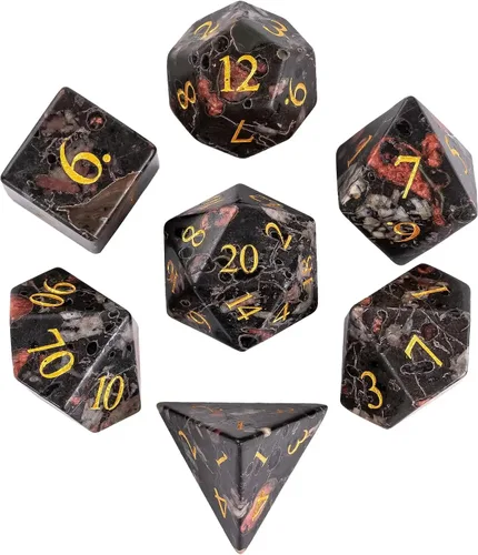 Vista 25 de UDIXI Juego de dados de piedras preciosas de amatista, dados DND de piedra de cristal D&D con estuche de regalo para juegos de rol y juegos de mesa