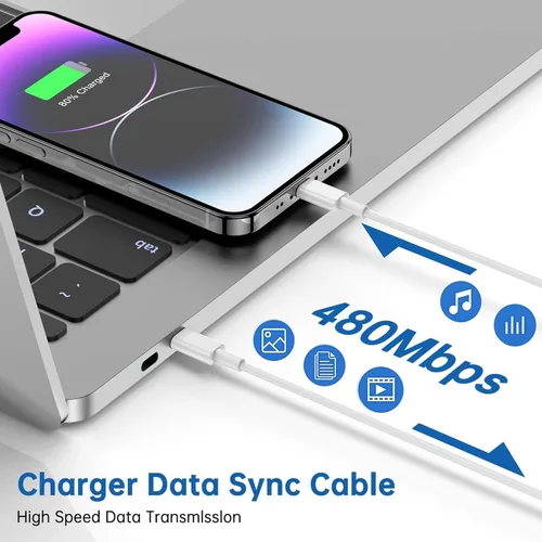 Vista 5 de Paquete de 2 cargadores rápidos para iPhone, cargador tipo C, carga rápida, suministro de energía, bloque de carga rápida, enchufe de viaje con 2