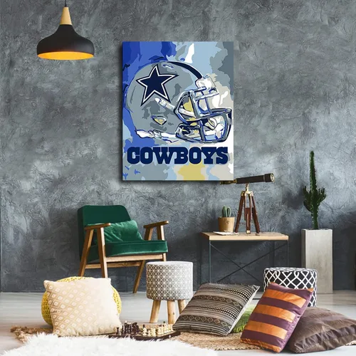 Vista 5 de Póster de fútbol americano de los Dallas City Cowboys, diseño deportivo, lienzo impreso para pared, pintura para decoración del hogar