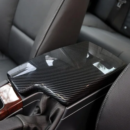 Vista 5 de Para BMW Serie 3 E90 E91 E92 E93 2005-2012 Accesorios Cubierta de reposabrazos de coche Tapa Trim ABS Fibra de Carbono Color Consola Centro Caja
