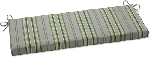 Vista 3 de Pillow Perfect Cojín de banco para sofá de interior/exterior con lazos, resistente a la intemperie y a la decoloración, 18 x 45 pulgadas, rayas