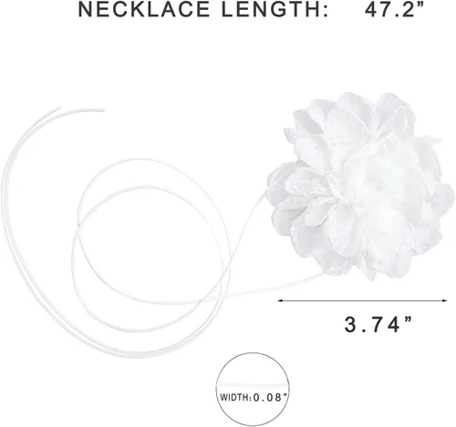 Vista 2 de Gargantilla negra con cordones de flores de camelia para mujeres y niñas